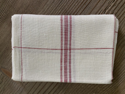 Torchon lin à broder 12/13 fils (écru/rouge)